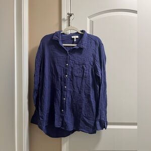 Jessica Simpson purple muslin button up top